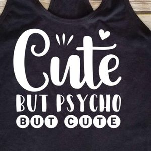 Cute But Paycho Women's Racerback Tank Top Black